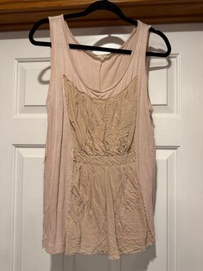 J. Crew Blush Pink and Beige Sleeveless Tank Top Womens Size Large